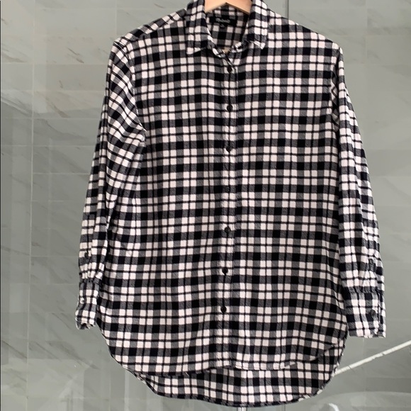 Madewell | Plaid black/white flannel shirt - Picture 1 of 6